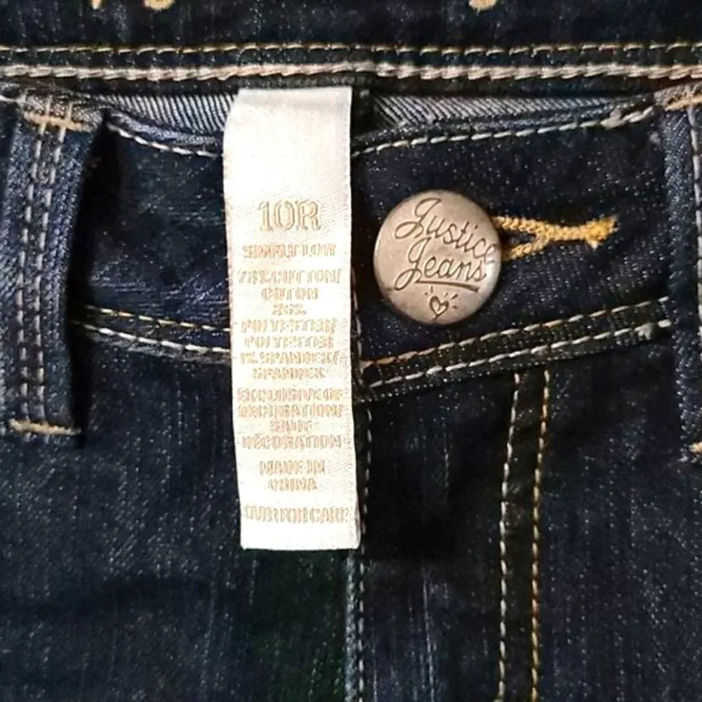 Justice Girls Crop Jeans Size 10 Blue Stretch Denim Ankle Pants School Everyday